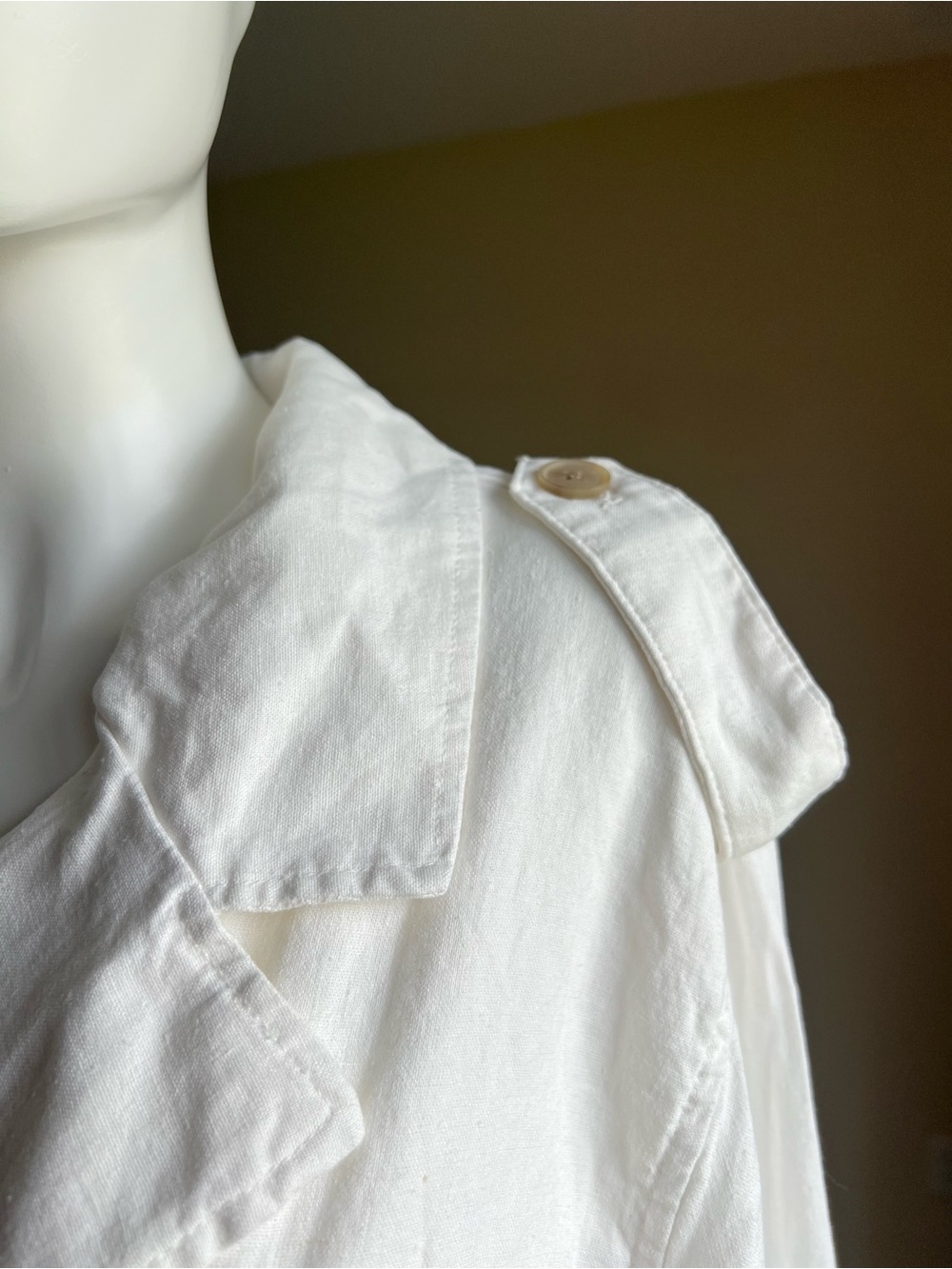 A New Day White Linen Midi Unlined Trench Coat Women . - Picture 6 of 11
